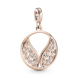 Angel wings 14k rose gold-plated medallionwith clear cubic zirconia /789672C01