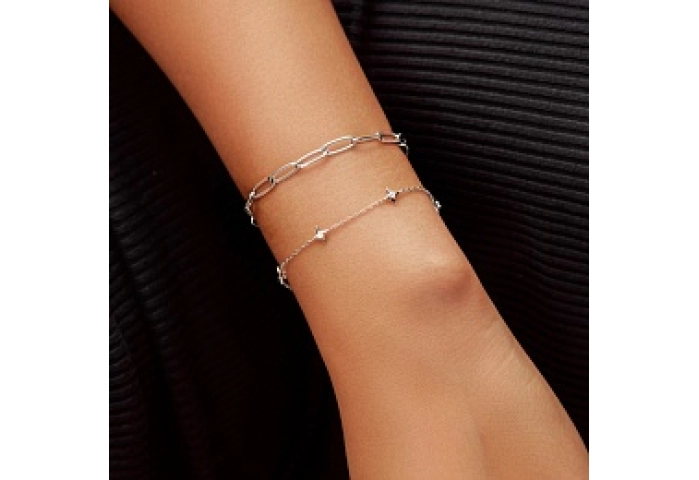 Silver Stars Station Bracelet