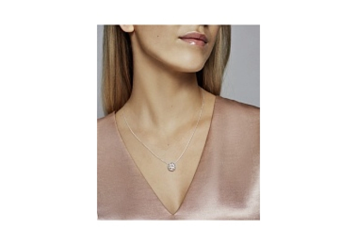 Family tree silver collier with clear cubic zircon