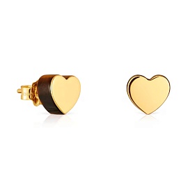 18KT GOLD EARRINGS TIGER EYE HEART 8MM