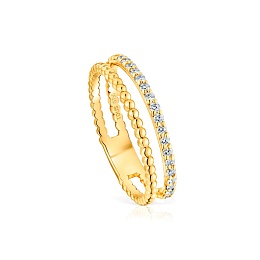 18KT GOLD RING 2 BAND 0,21CT H/SI DIAM