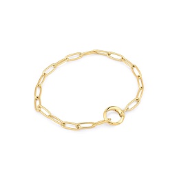 Gold Link Charm Chain Connector Bracelet