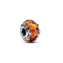 Disney The Lion King sterling silver charm with glitter aventurine and burnt orange Murano glass