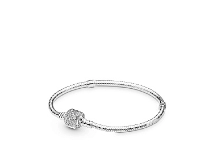 Silver bracelet with clear cubic zirconia