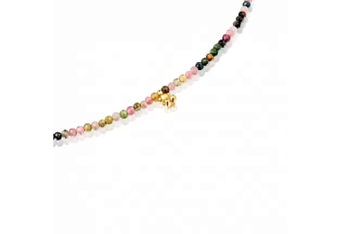 SILVER GOLD PLATED CHOKER MULTI GEMS GREY