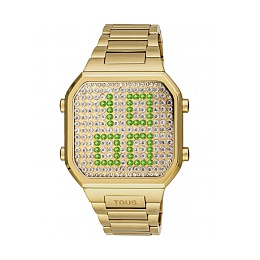 WATCH S.STEEL IP GOLD LEDS GLASS