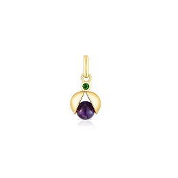 SILVER GOLD PLATED PENDANT AMETHYST GEMS