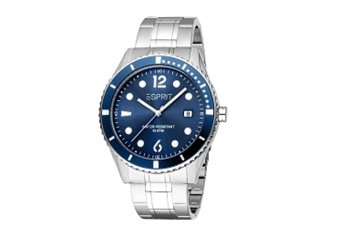 ESPRIT Men Watch, Silver Color Case, Dark Blue Dia