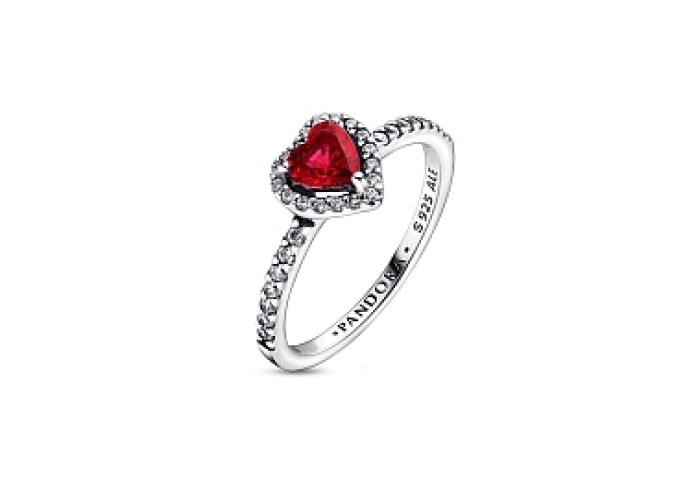 Heart sterling silver ring with cherries jubilee r