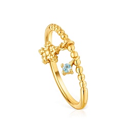 SILVER GOLD PLATED RING STAR TOPAZ N14