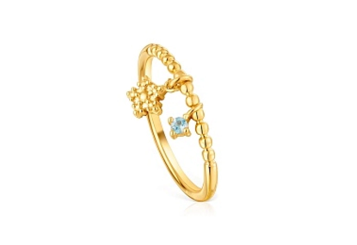 SILVER GOLD PLATED RING STAR TOPAZ N14