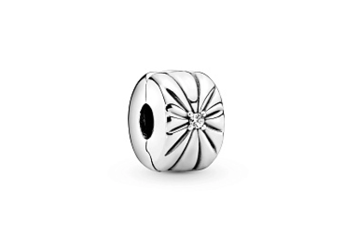 Sterling silver clip with clear cubic zirconia